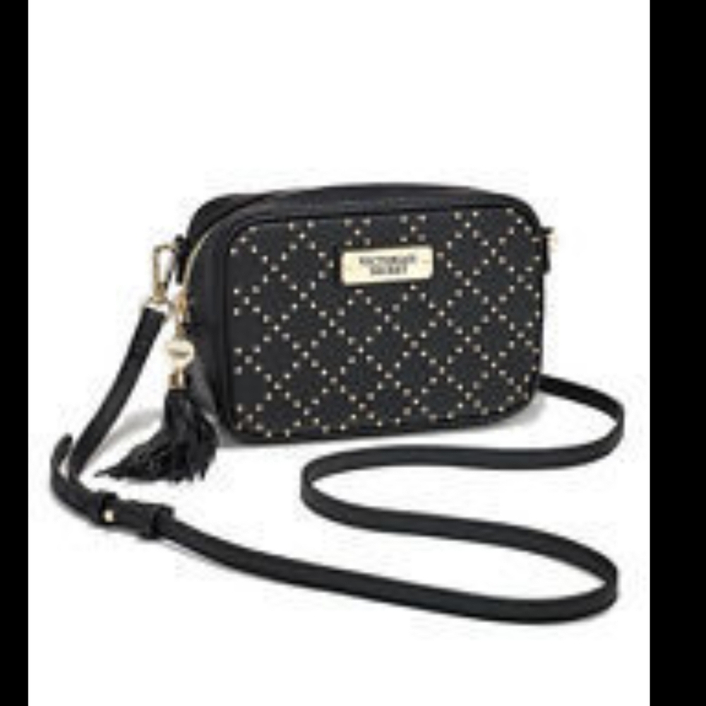 Victoria's Secret Black Crossbody Bag with Gold Accents